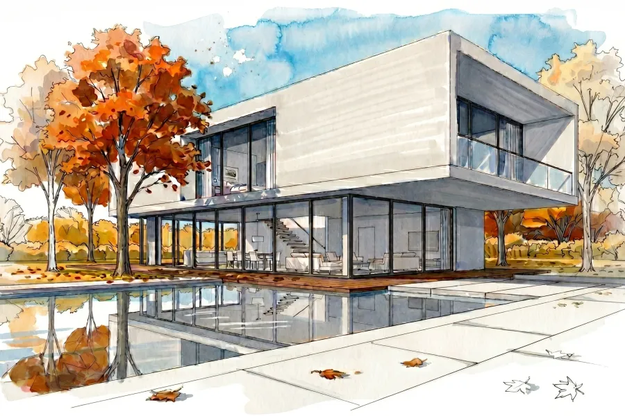 Watercolor-style AI visualization generated from a 3D model screenshot