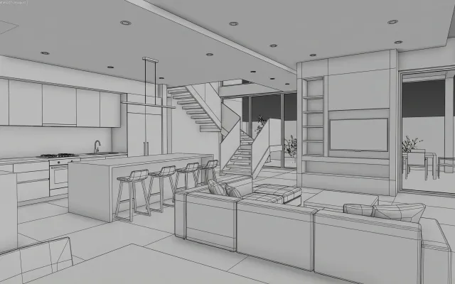 Interior model screenshot before AI visualization